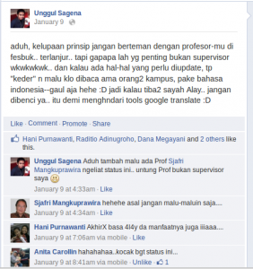 Tanggapan Prof Syafri di status Facebook saya yang "lucu"