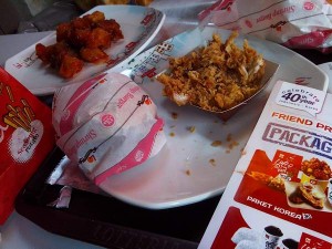 Nasi, ayam ganjong dan chicken fillet