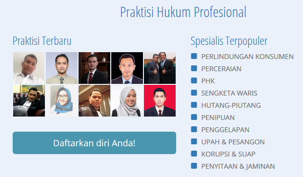 praktisi hukum bisa daftar langsung dan login