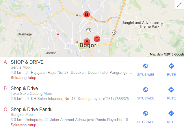 alamat shop n drive di bogor