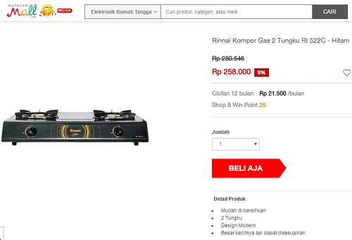 harga kompor gas rinnai 