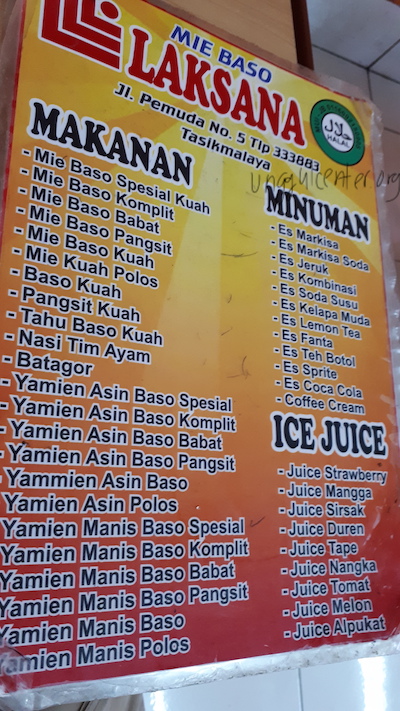 menu mie bakso Laksana